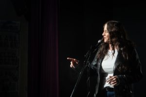 speaking on stage